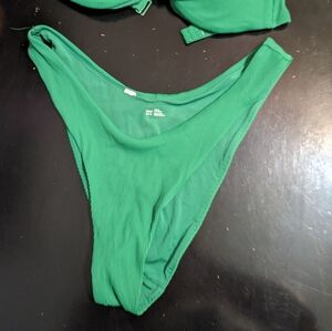 Aerie Jungle Green Ribbed Cheeky Bikini Bottom XL